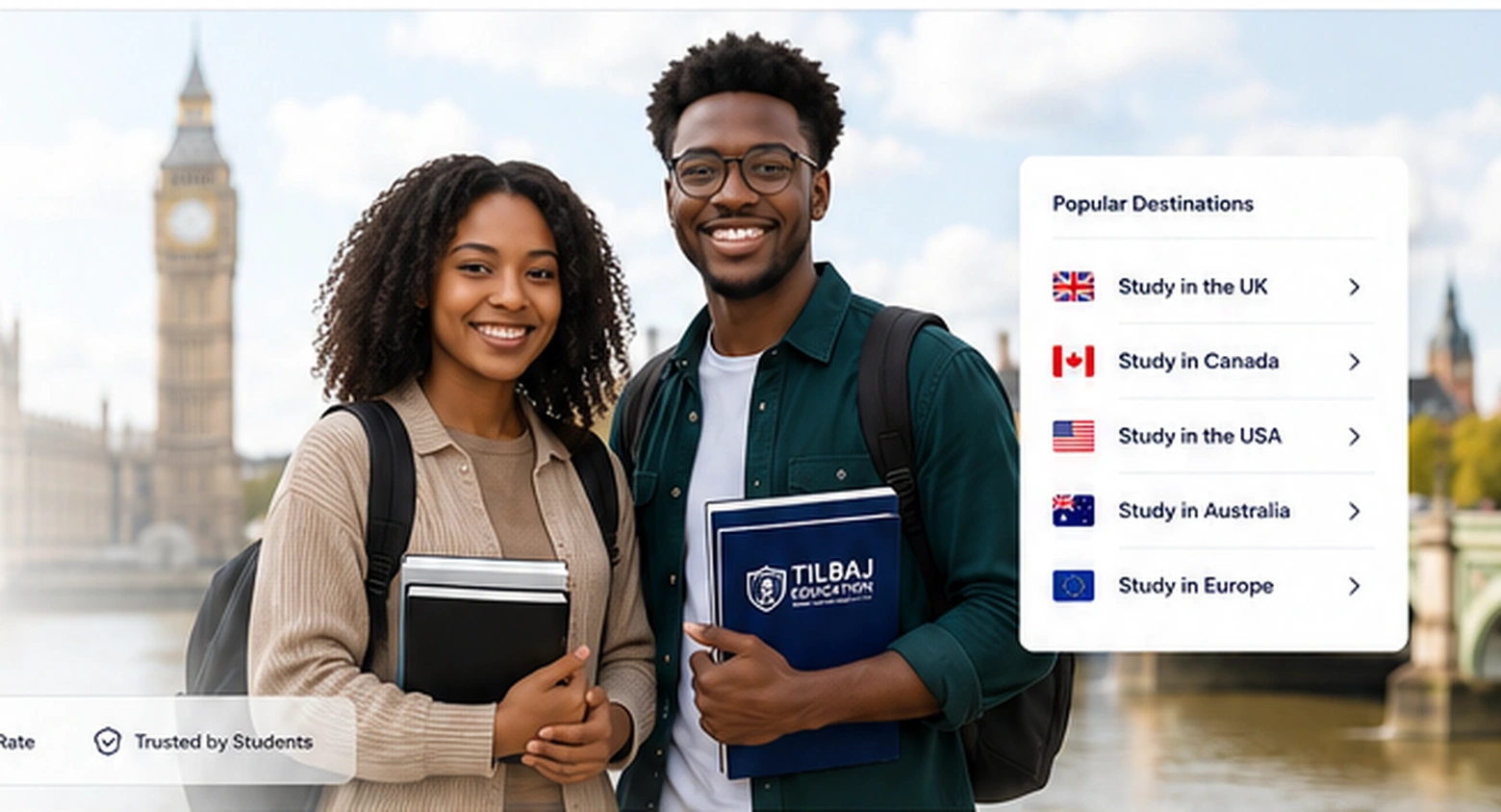 International students in London with popular study destinations